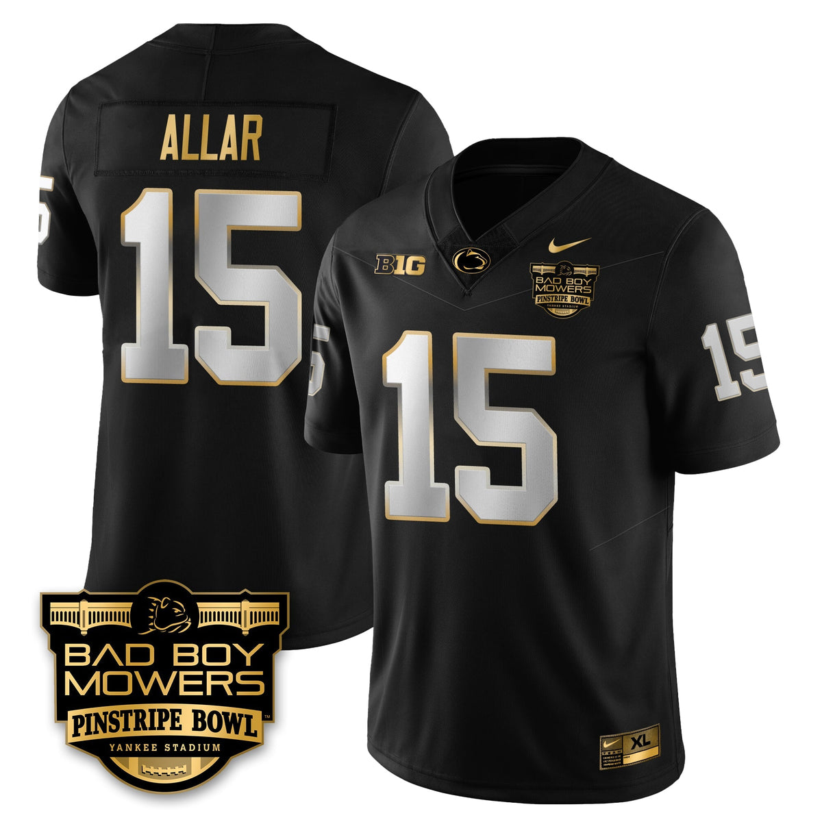 PSU Football Pinstripe Bowl Gold Jersey - Stitched