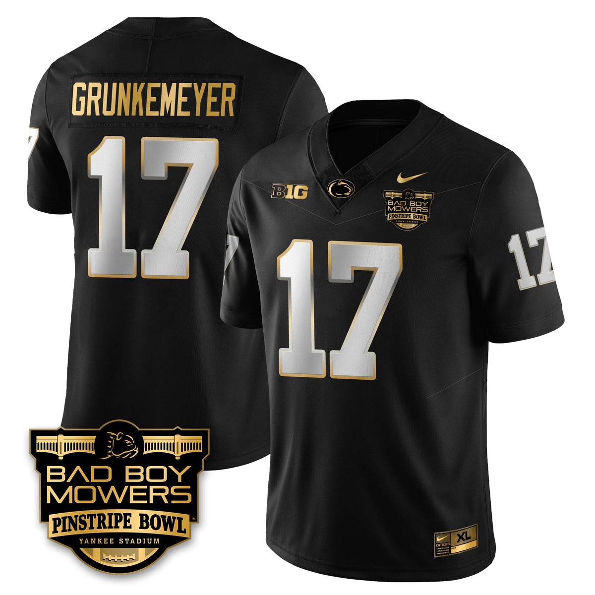 PSU Football Pinstripe Bowl Gold Jersey - Stitched