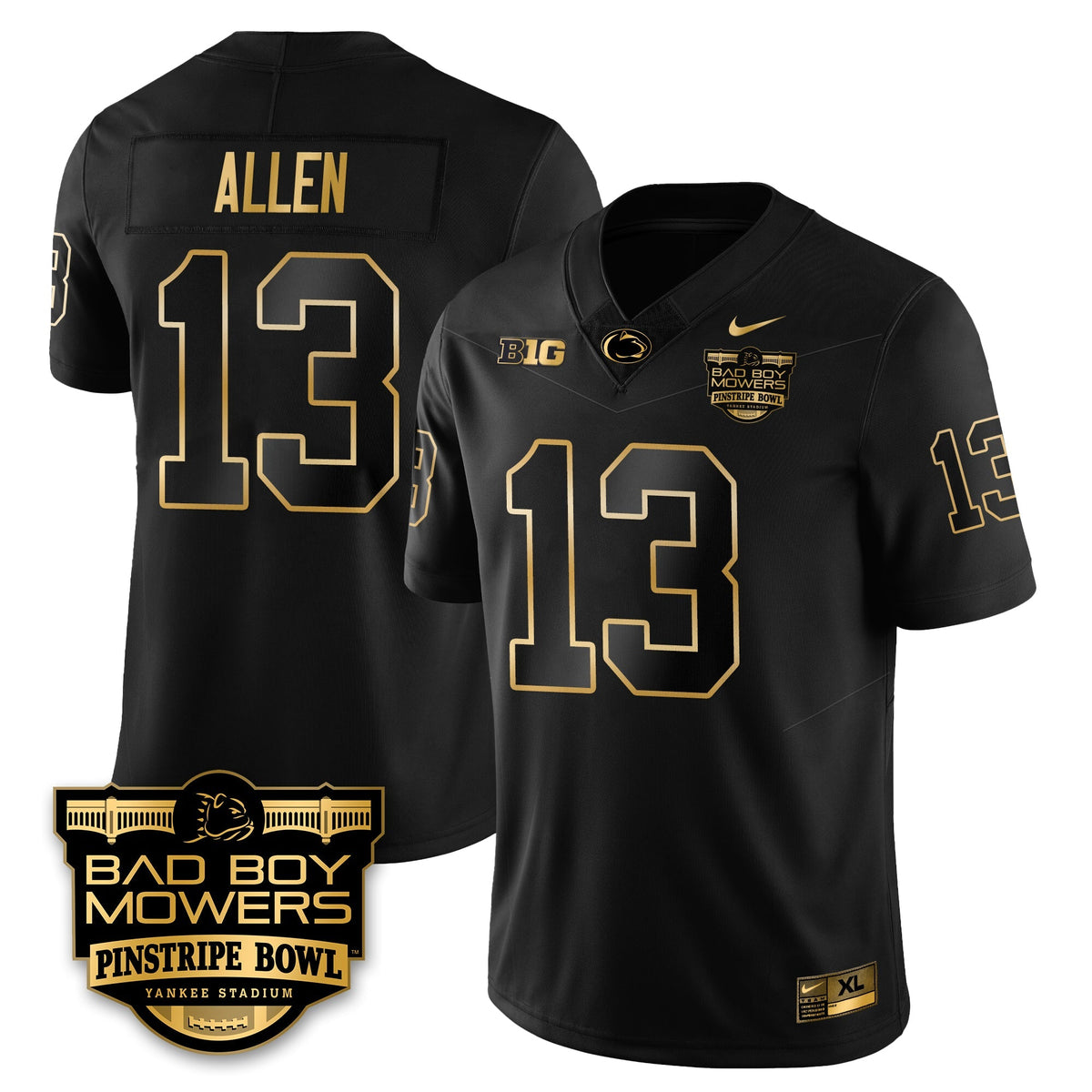 PSU Football Pinstripe Bowl Gold Jersey - Stitched