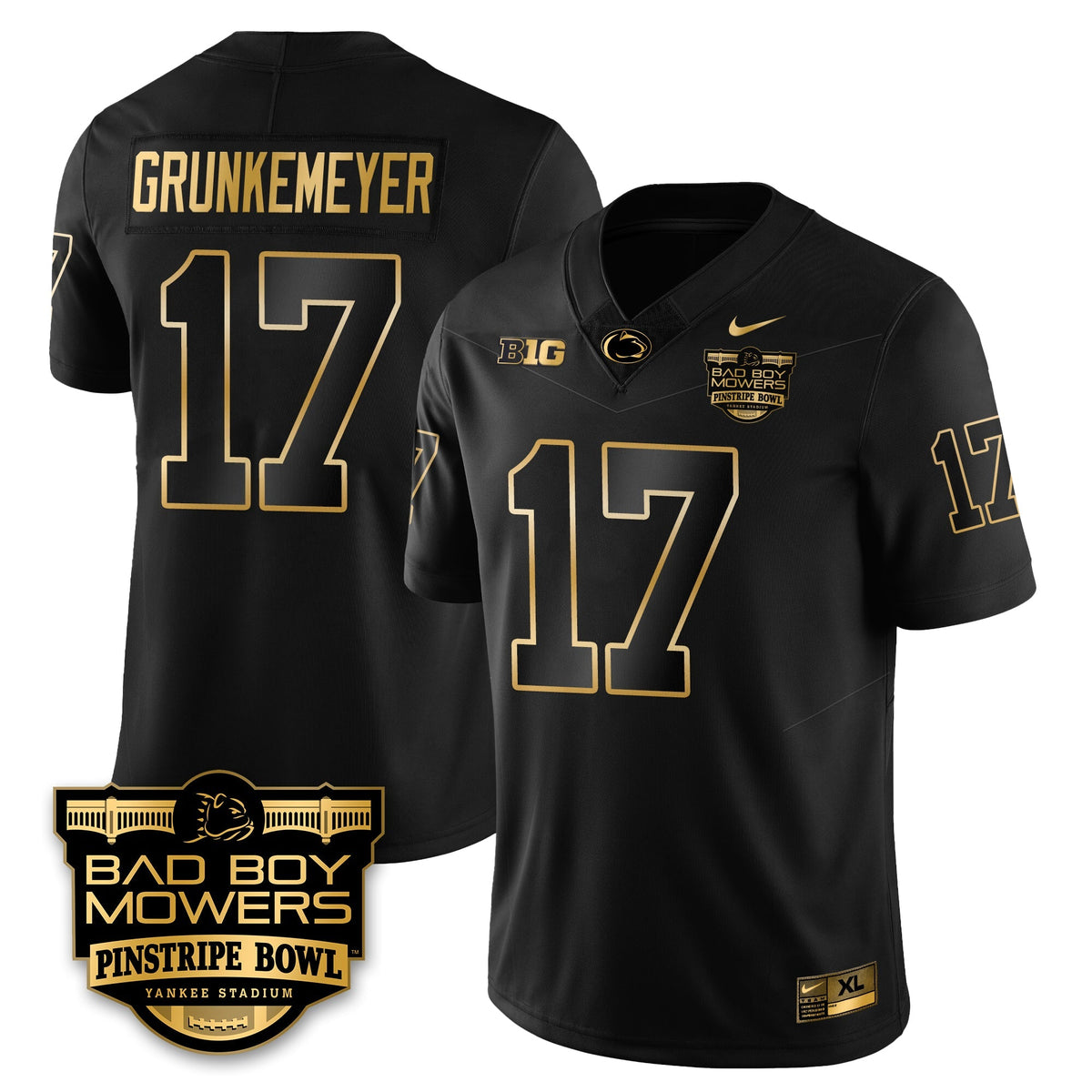 PSU Football Pinstripe Bowl Gold Jersey - Stitched
