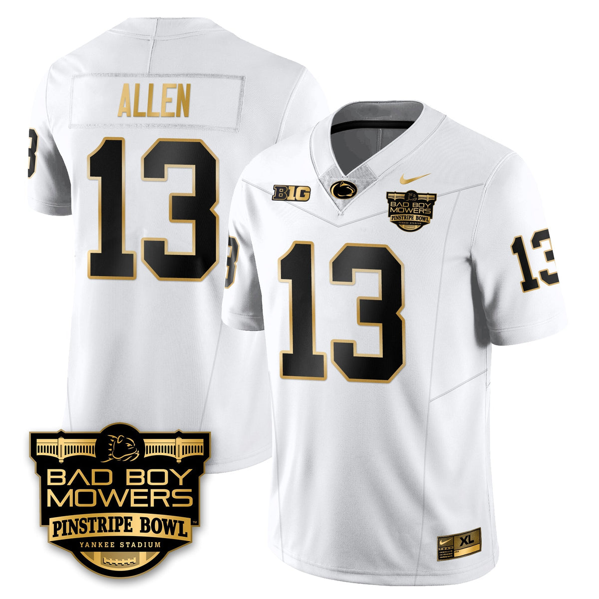 PSU Football Pinstripe Bowl Gold Jersey - Stitched