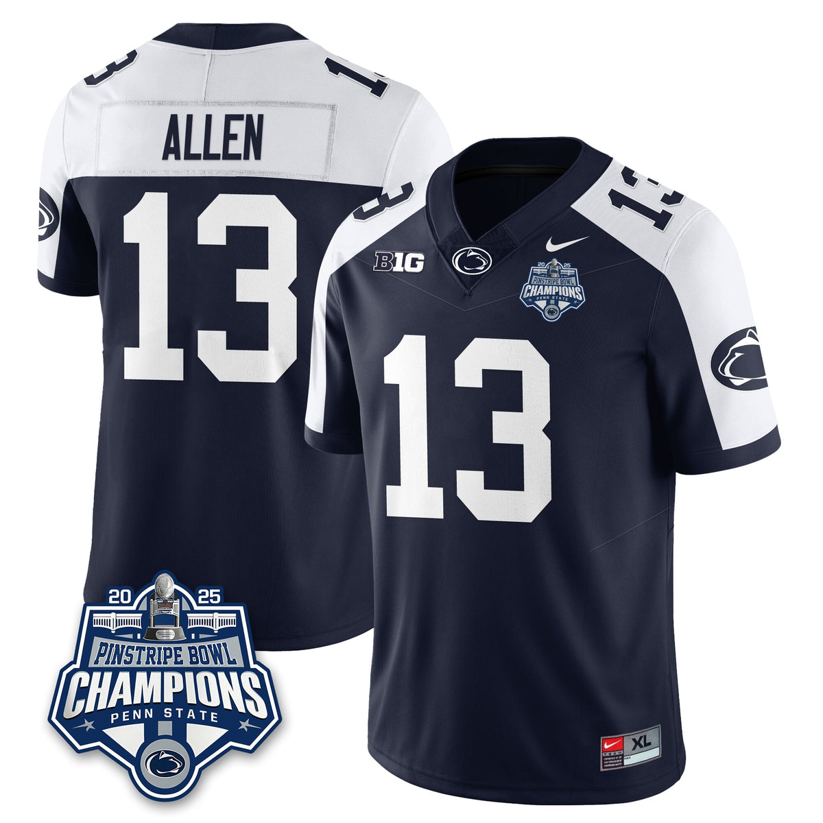 PSU Football 2025 Pinstripe Bowl Champions Jersey - Stitched