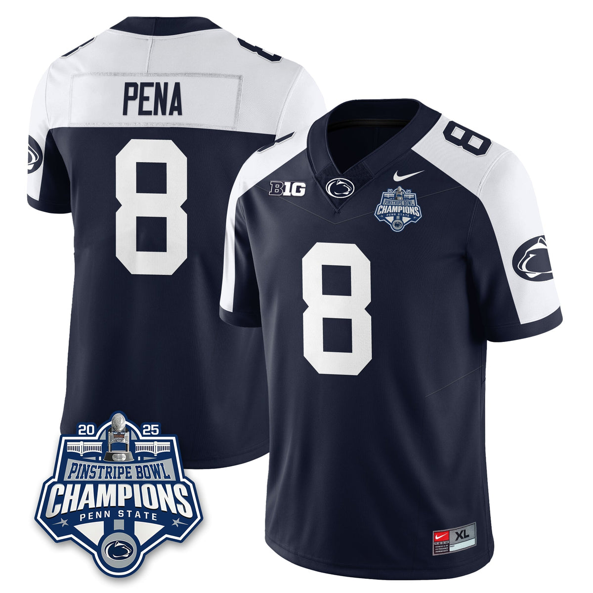 PSU Football 2025 Pinstripe Bowl Champions Jersey - Stitched
