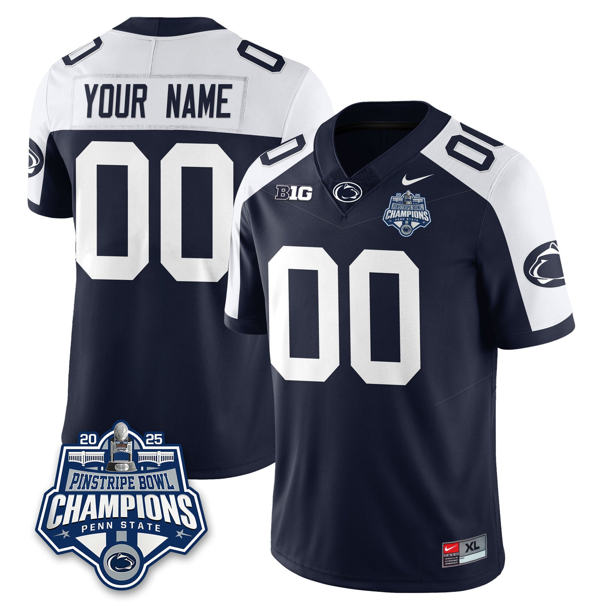 PSU Football 2025 Pinstripe Bowl Champions Jersey - Stitched