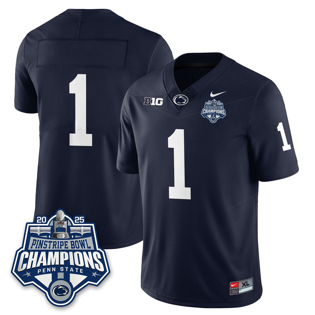 PSU Football 2025 Pinstripe Bowl Champions Jersey - Stitched