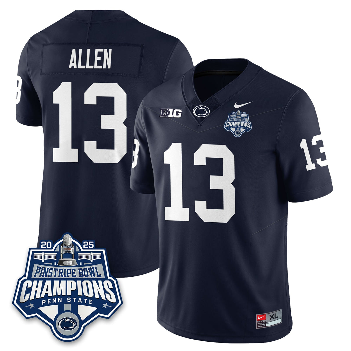 PSU Football 2025 Pinstripe Bowl Champions Jersey - Stitched