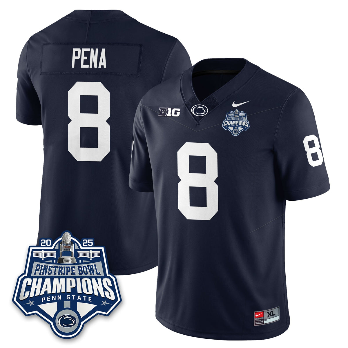 PSU Football 2025 Pinstripe Bowl Champions Jersey - Stitched