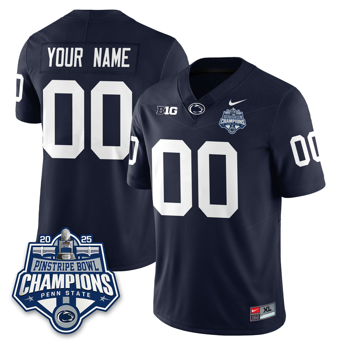PSU Football 2025 Pinstripe Bowl Champions Jersey - Stitched