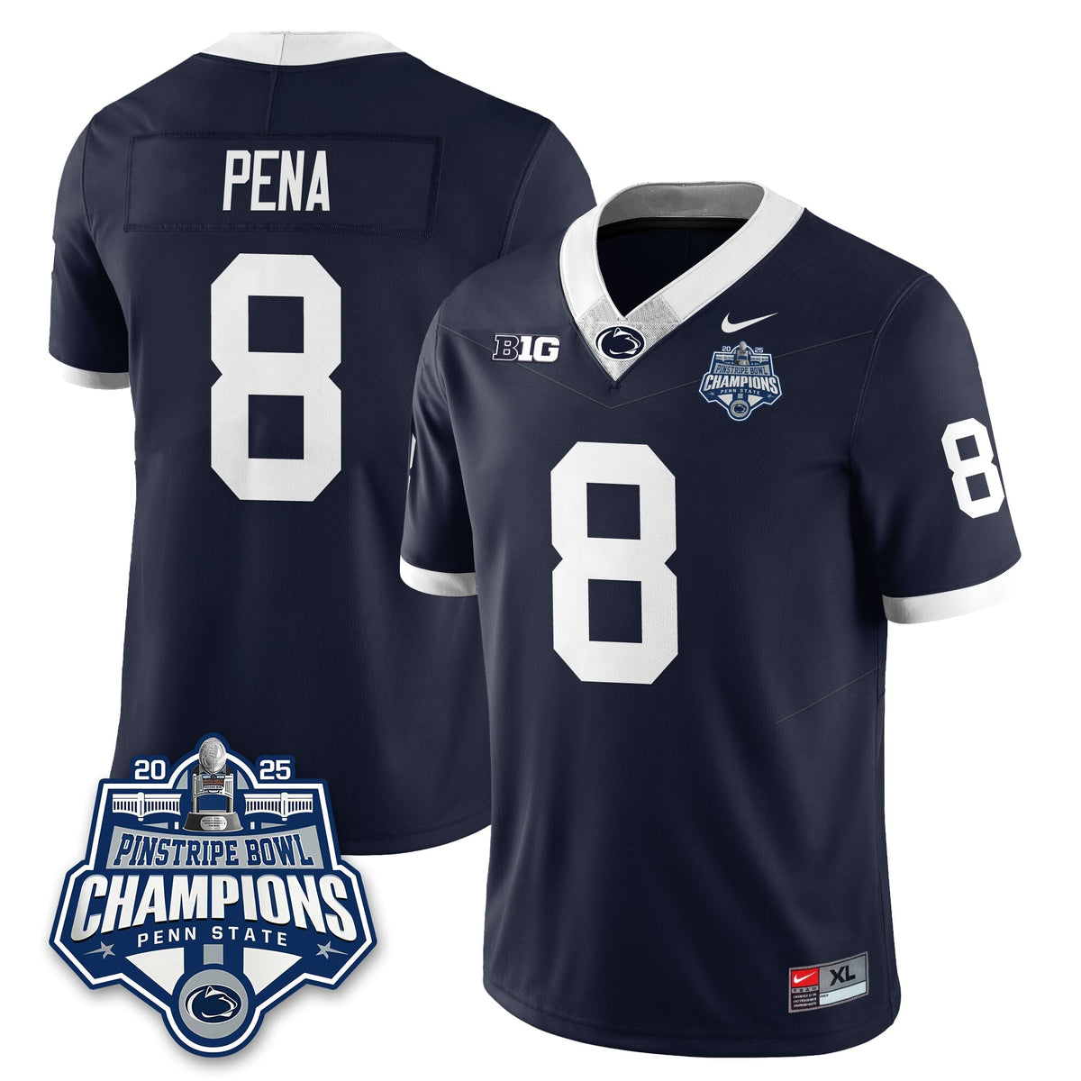 PSU Football 2025 Pinstripe Bowl Champions Jersey - Stitched