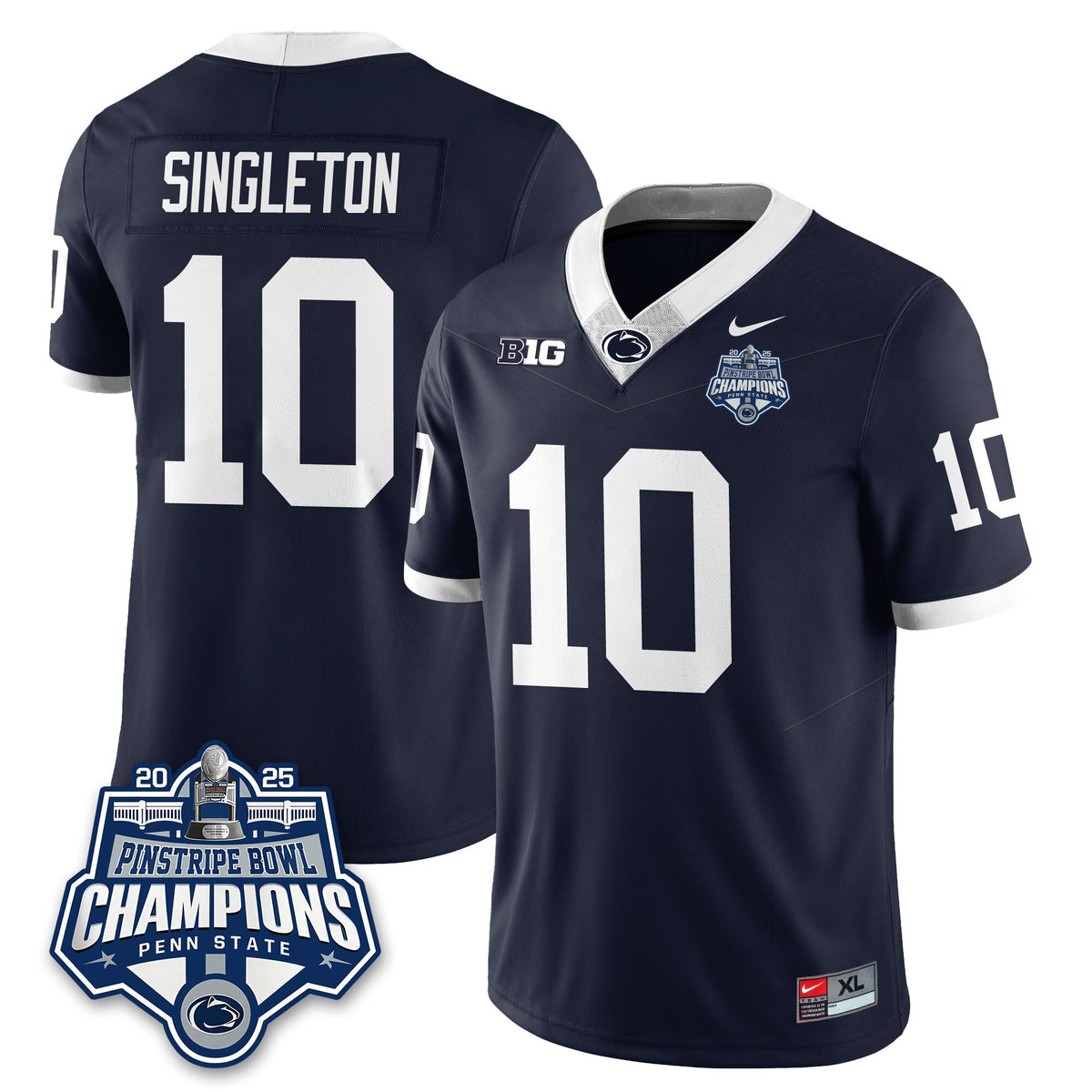 PSU Football 2025 Pinstripe Bowl Champions Jersey - Stitched