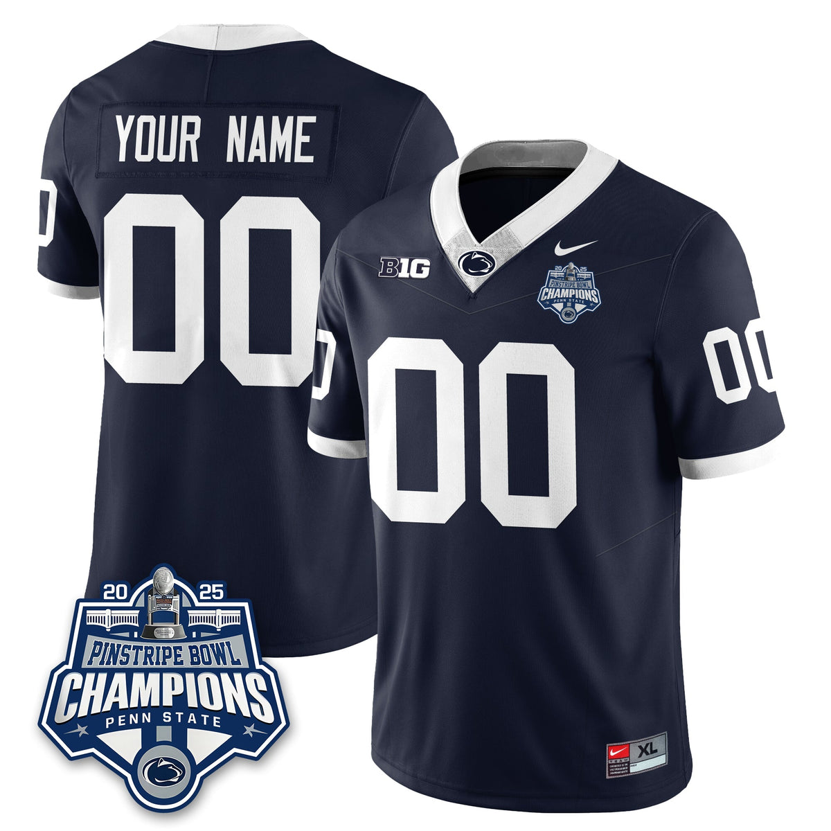 PSU Football 2025 Pinstripe Bowl Champions Jersey - Stitched