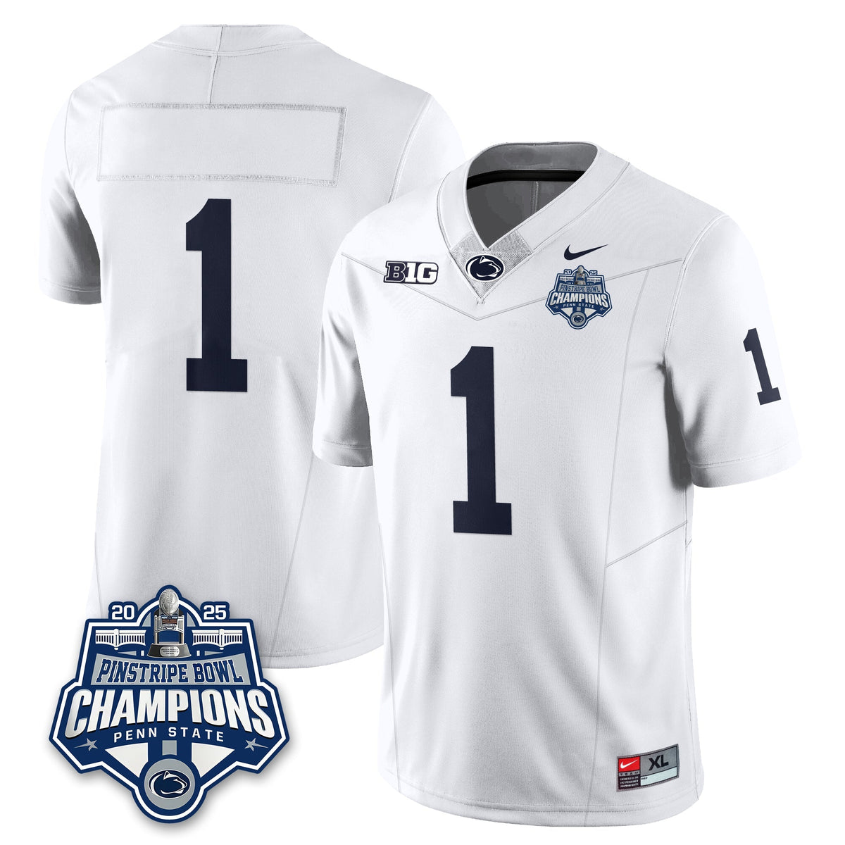 PSU Football 2025 Pinstripe Bowl Champions Jersey - Stitched