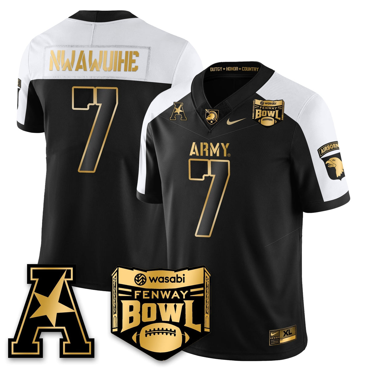 Army Black Knights Football 2025 Fenway Bowl Gold Jersey - Stitched