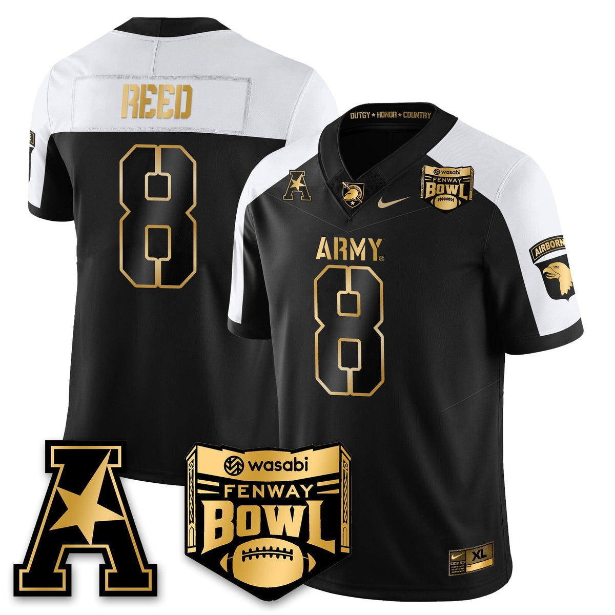 Army Black Knights Football 2025 Fenway Bowl Gold Jersey - Stitched