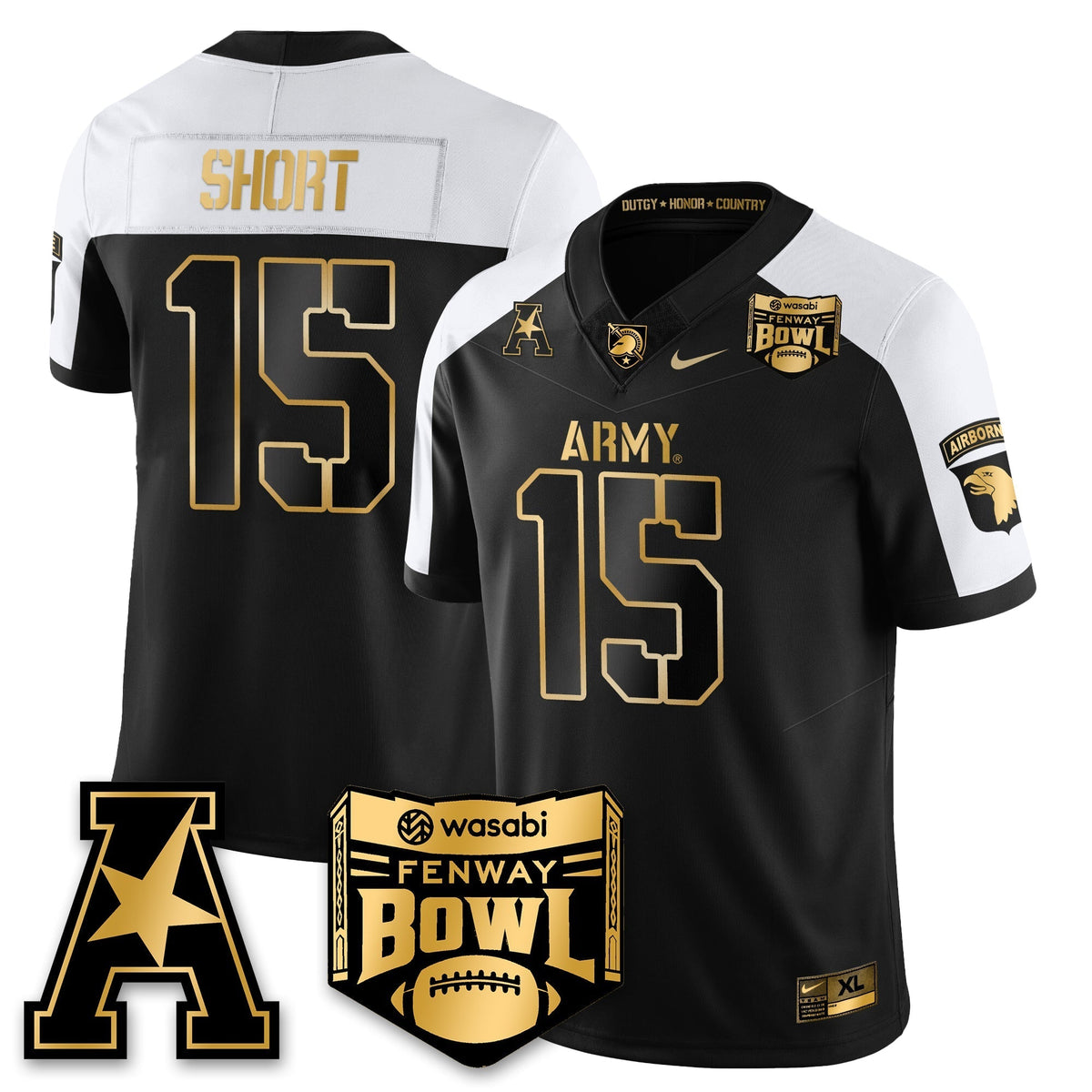 Army Black Knights Football 2025 Fenway Bowl Gold Jersey - Stitched