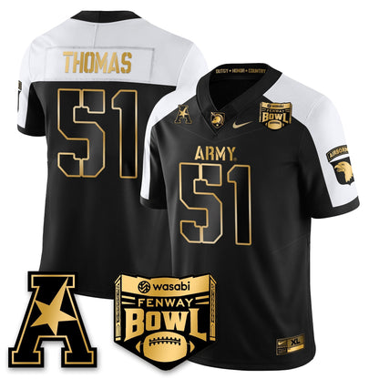 Army Black Knights Football 2025 Fenway Bowl Gold Jersey - Stitched