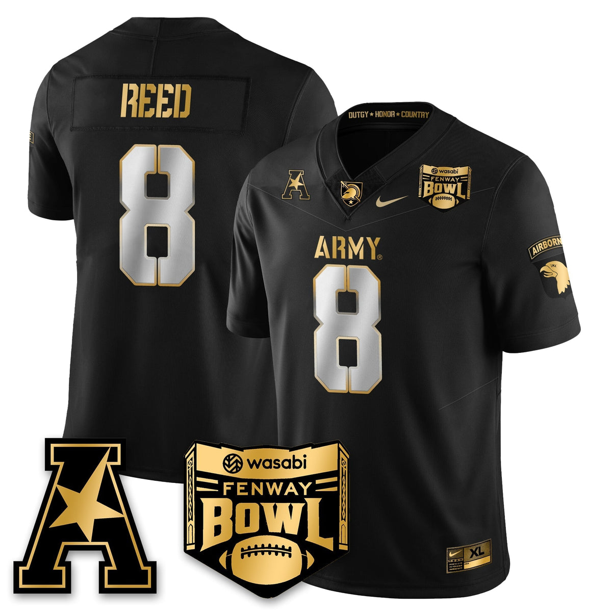 Army Black Knights Football 2025 Fenway Bowl Gold Jersey - Stitched