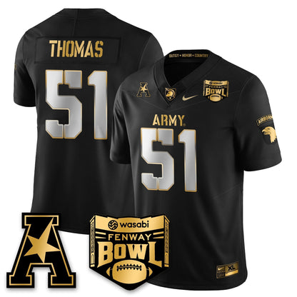 Army Black Knights Football 2025 Fenway Bowl Gold Jersey - Stitched