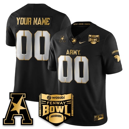Custom Army Black Knights Football 2025 Fenway Bowl Gold Jersey - Stitched