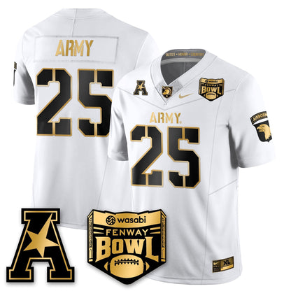 Army Black Knights Football 2025 Fenway Bowl Gold Jersey - Stitched