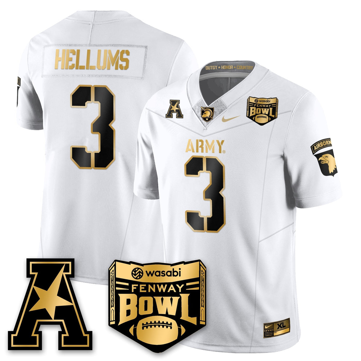 Army Black Knights Football 2025 Fenway Bowl Gold Jersey - Stitched