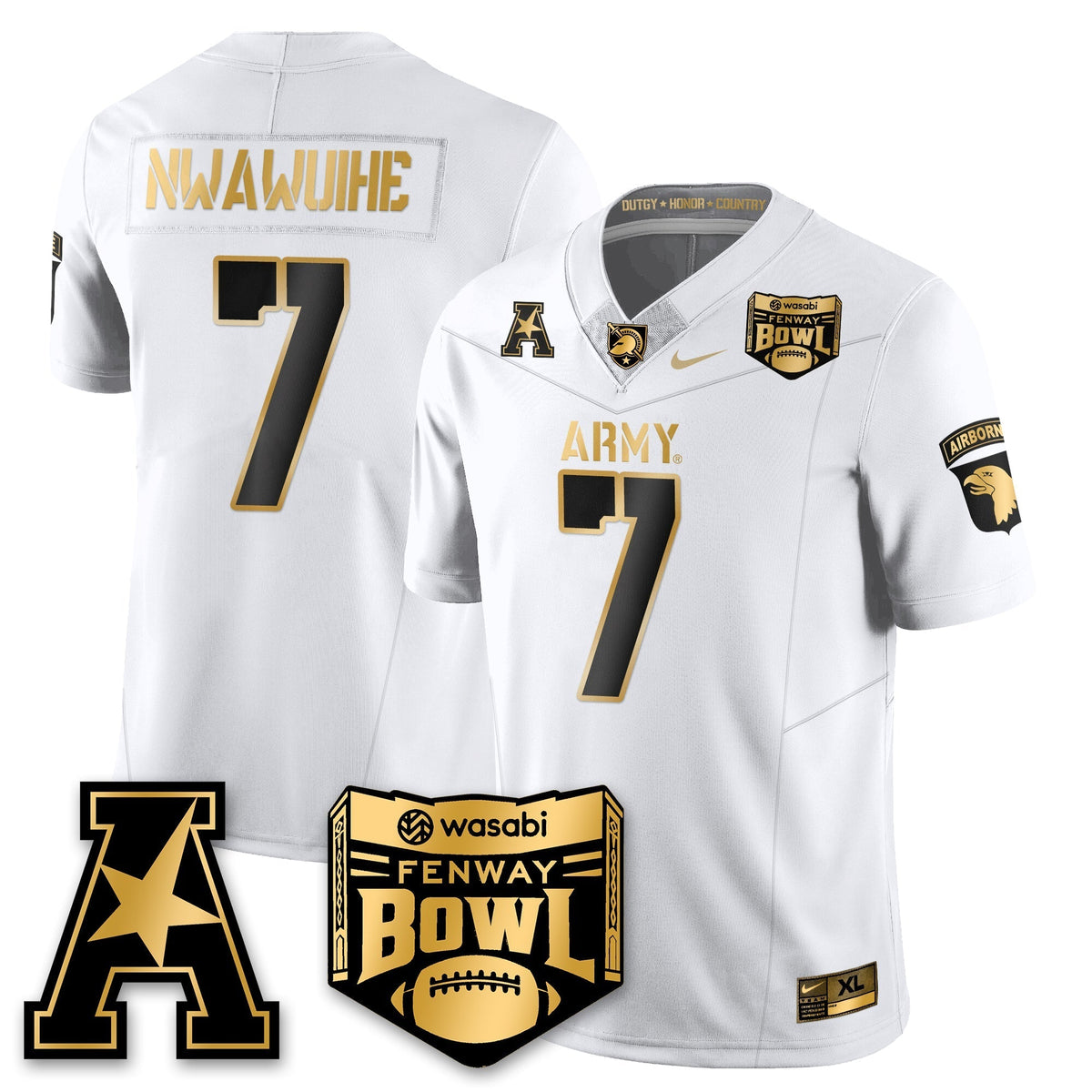 Army Black Knights Football 2025 Fenway Bowl Gold Jersey - Stitched
