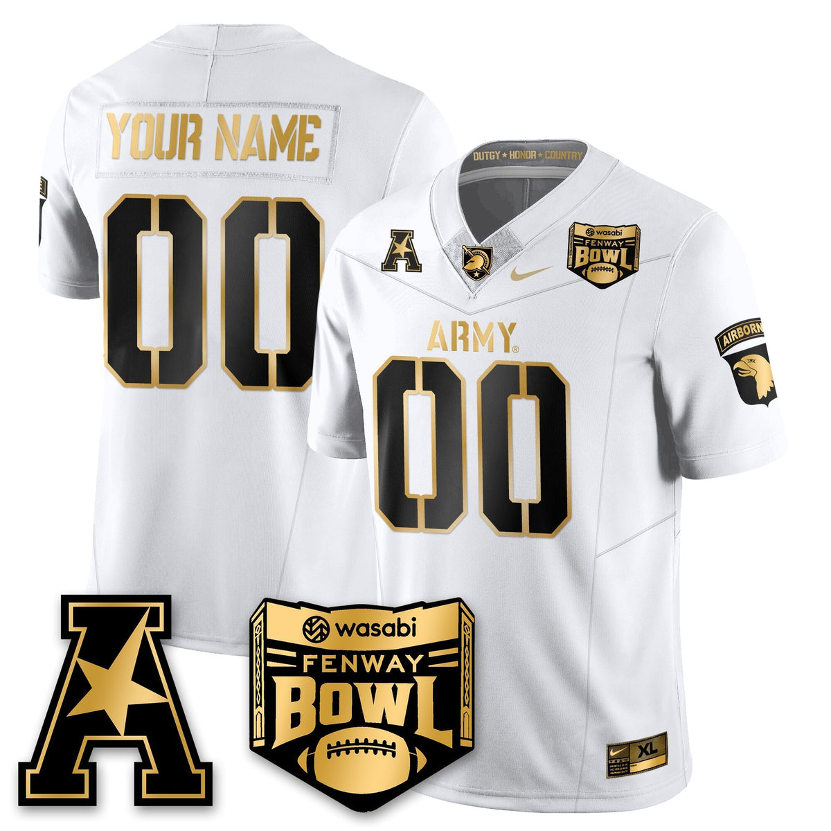 Army Black Knights Football 2025 Fenway Bowl Gold Jersey - Stitched