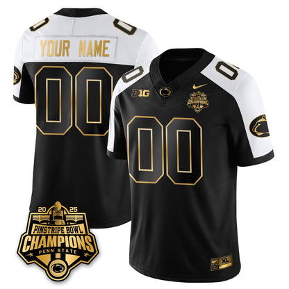 PSU Football 2025 Pinstripe Bowl Champions Gold Jersey - Stitched