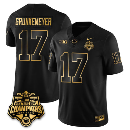 PSU Football 2025 Pinstripe Bowl Champions Gold Jersey - Stitched