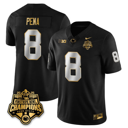 PSU Football 2025 Pinstripe Bowl Champions Gold Jersey - Stitched
