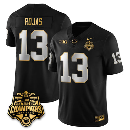 PSU Football 2025 Pinstripe Bowl Champions Gold Jersey - Stitched
