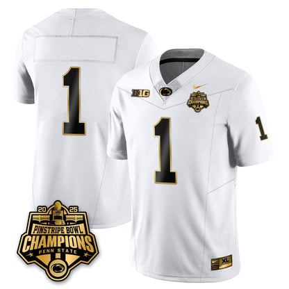 PSU Football 2025 Pinstripe Bowl Champions Gold Jersey - Stitched