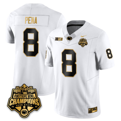 PSU Football 2025 Pinstripe Bowl Champions Gold Jersey - Stitched