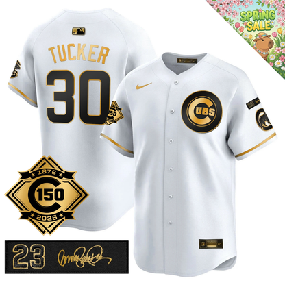 CHC 150th Anniversary & 'Ryne Sandberg Tribute' Patch Vapor Premier Limited Gold Jersey - All Stitched