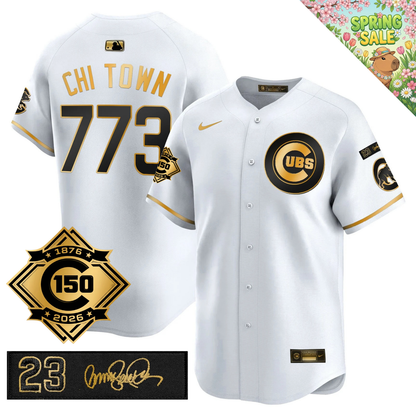 CHC 150th Anniversary & 'Ryne Sandberg Tribute' Patch Vapor Premier Limited Gold Jersey - All Stitched