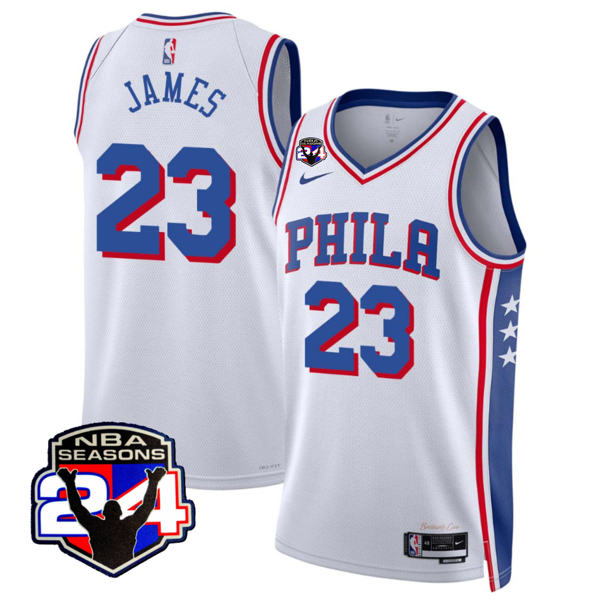 Philadelphia 76ers #23 King 24 NBA Seasons Patch Jersey - Stitched