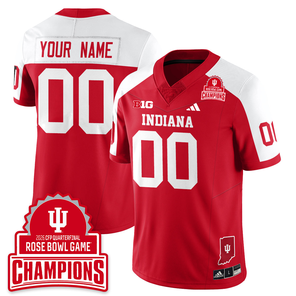 Custom Indiana H Vapor Limited Football Jersey - Rose Bowl Champions - Stitched
