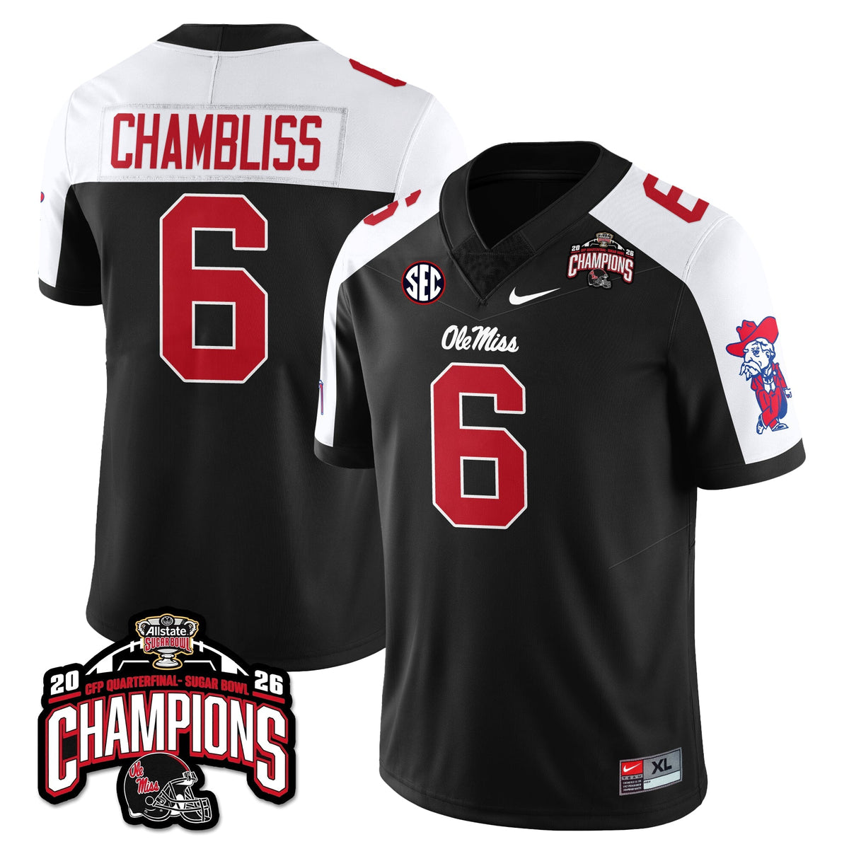 Ole Miss Football Vapor Limited Jersey - Allstate Sugar Bowl Champions - Stitched