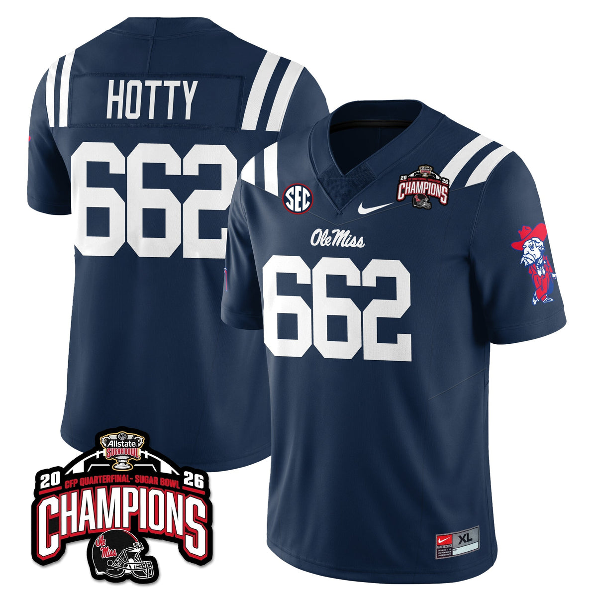 Ole Miss Football Vapor Limited Jersey - Allstate Sugar Bowl Champions - Stitched