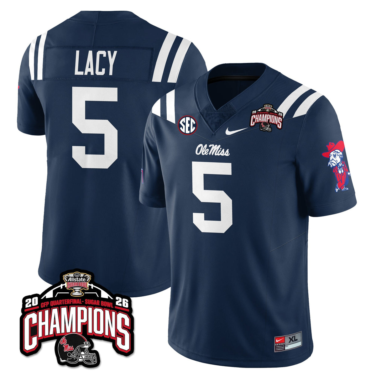 Ole Miss Football Vapor Limited Jersey - Allstate Sugar Bowl Champions - Stitched