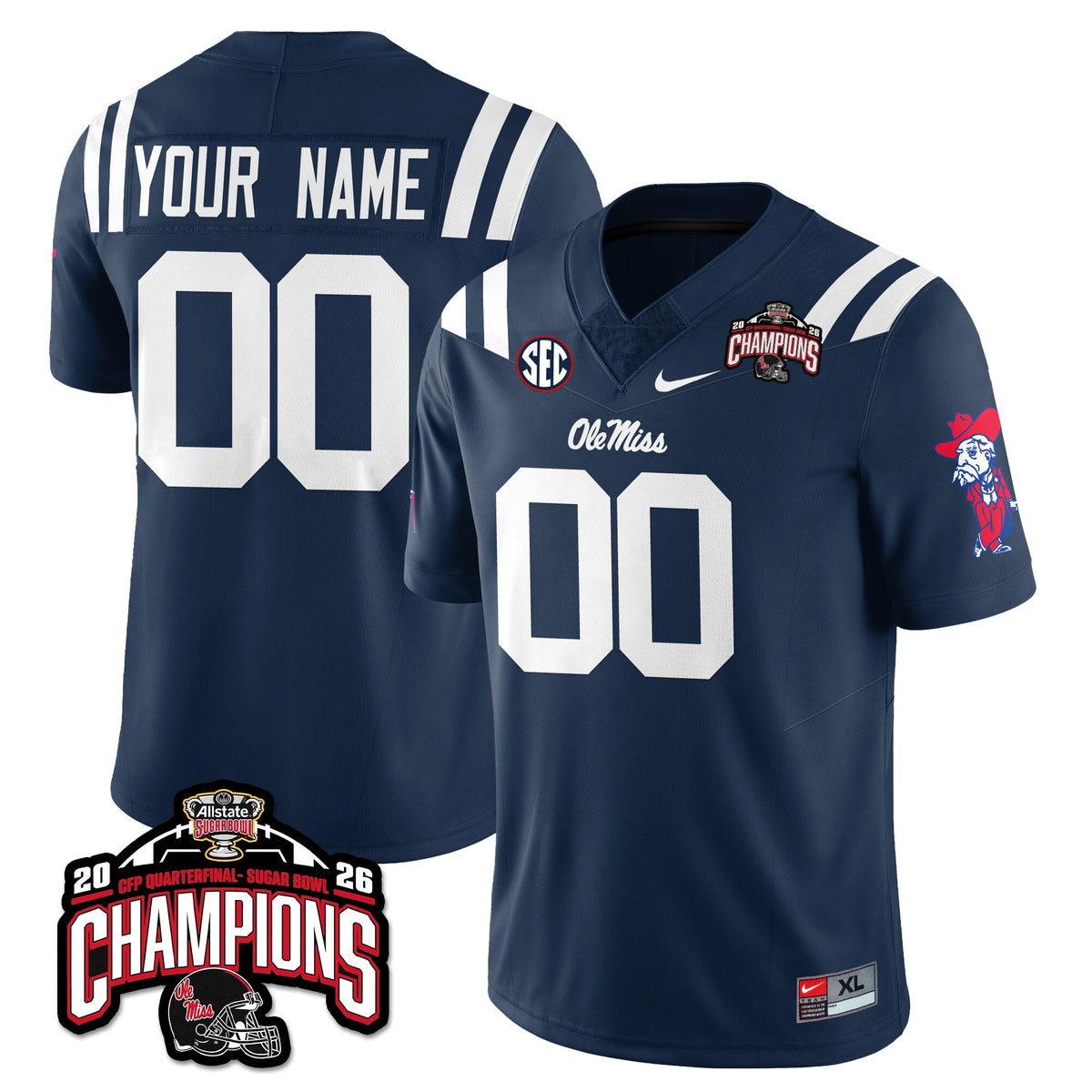 Custom OM Football Vapor Limited Jersey - Allstate Sugar Bowl Champions - Stitched