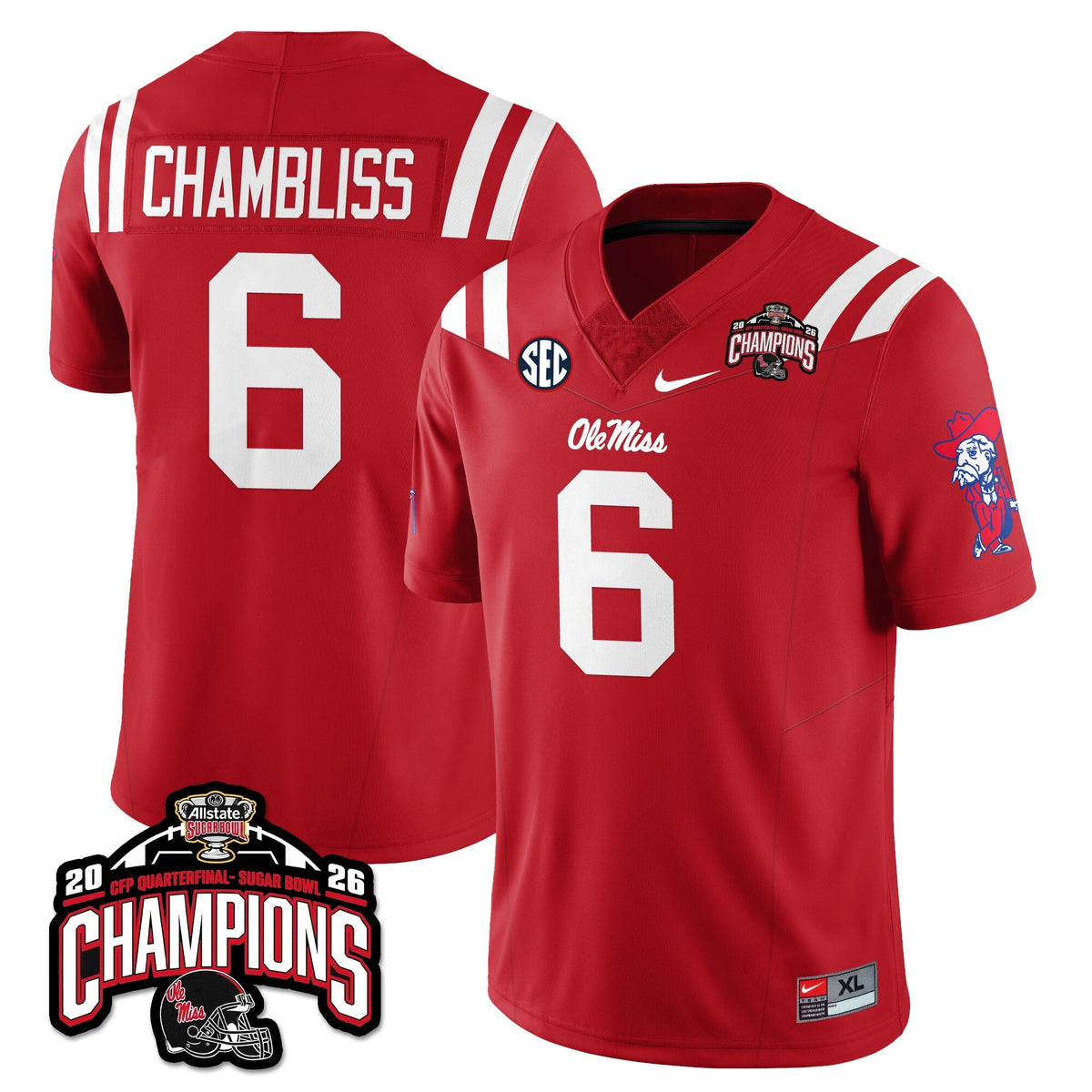 Ole Miss Football Vapor Limited Jersey - Allstate Sugar Bowl Champions - Stitched
