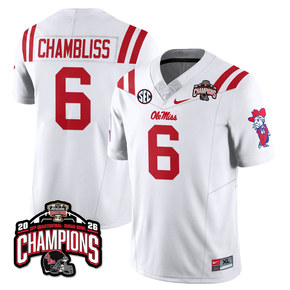 Ole Miss Football Vapor Limited Jersey - Allstate Sugar Bowl Champions - Stitched