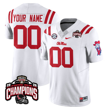 Custom Ole Miss Football Vapor Limited Jersey - Allstate Sugar Bowl Champions - Stitched