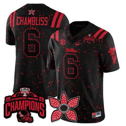 Ole Miss Football Stranger Things Vapor Limited Jersey - Allstate Sugar Bowl Champions - Stitched