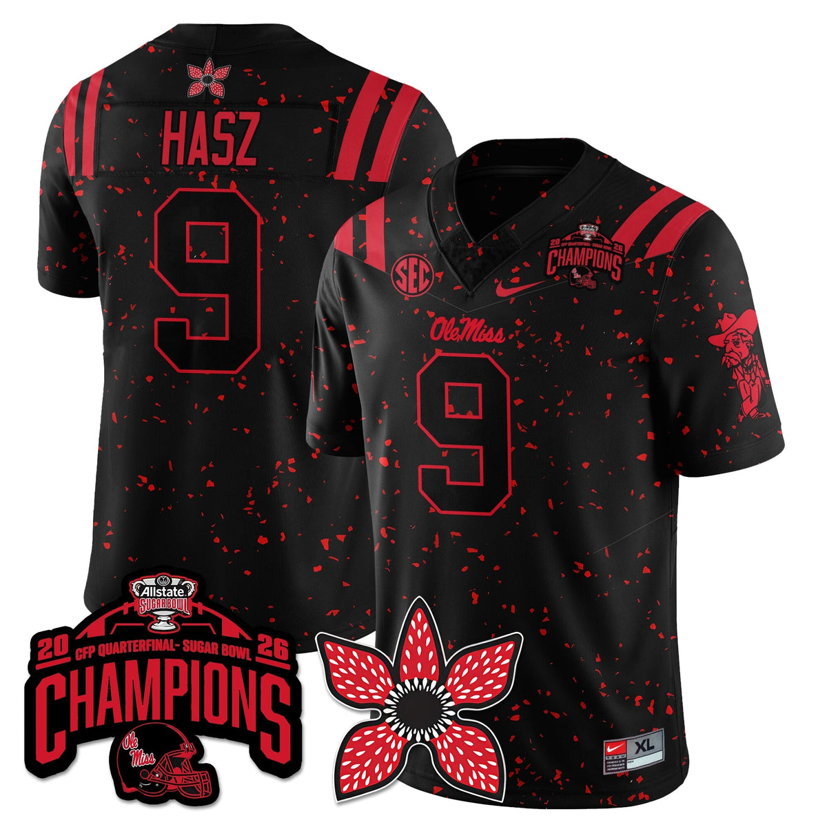 Ole Miss Football Stranger Things Vapor Limited Jersey - Allstate Sugar Bowl Champions - Stitched