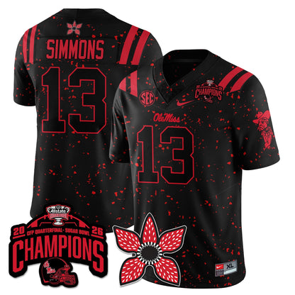 Ole Miss Football Stranger Things Vapor Limited Jersey - Allstate Sugar Bowl Champions - Stitched