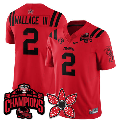 Ole Miss Football Stranger Things Vapor Limited Jersey - Allstate Sugar Bowl Champions - Stitched