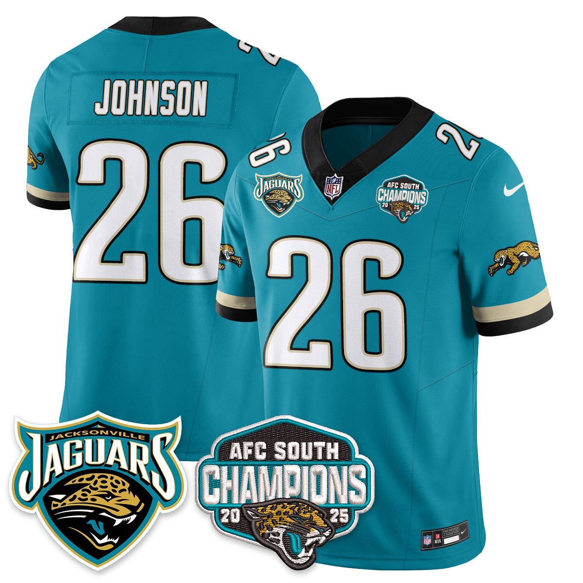 DET AFC South Division Champions Vapor Limited Throwback Jersey - Stitched