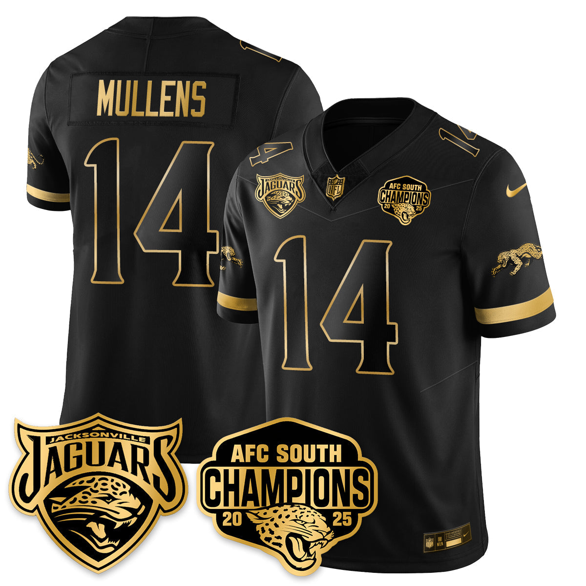 DET AFC South Division Champions Vapor Limited Gold Jersey - Stitched